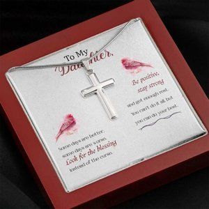 To My Daughter Blessing Stay Strong Cross Necklace